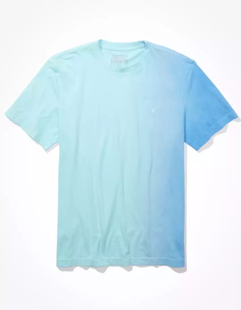 T Shirts American Eagle AE Super Soft Dip-Dye Turquoise Clair Homme | EAW-41228417